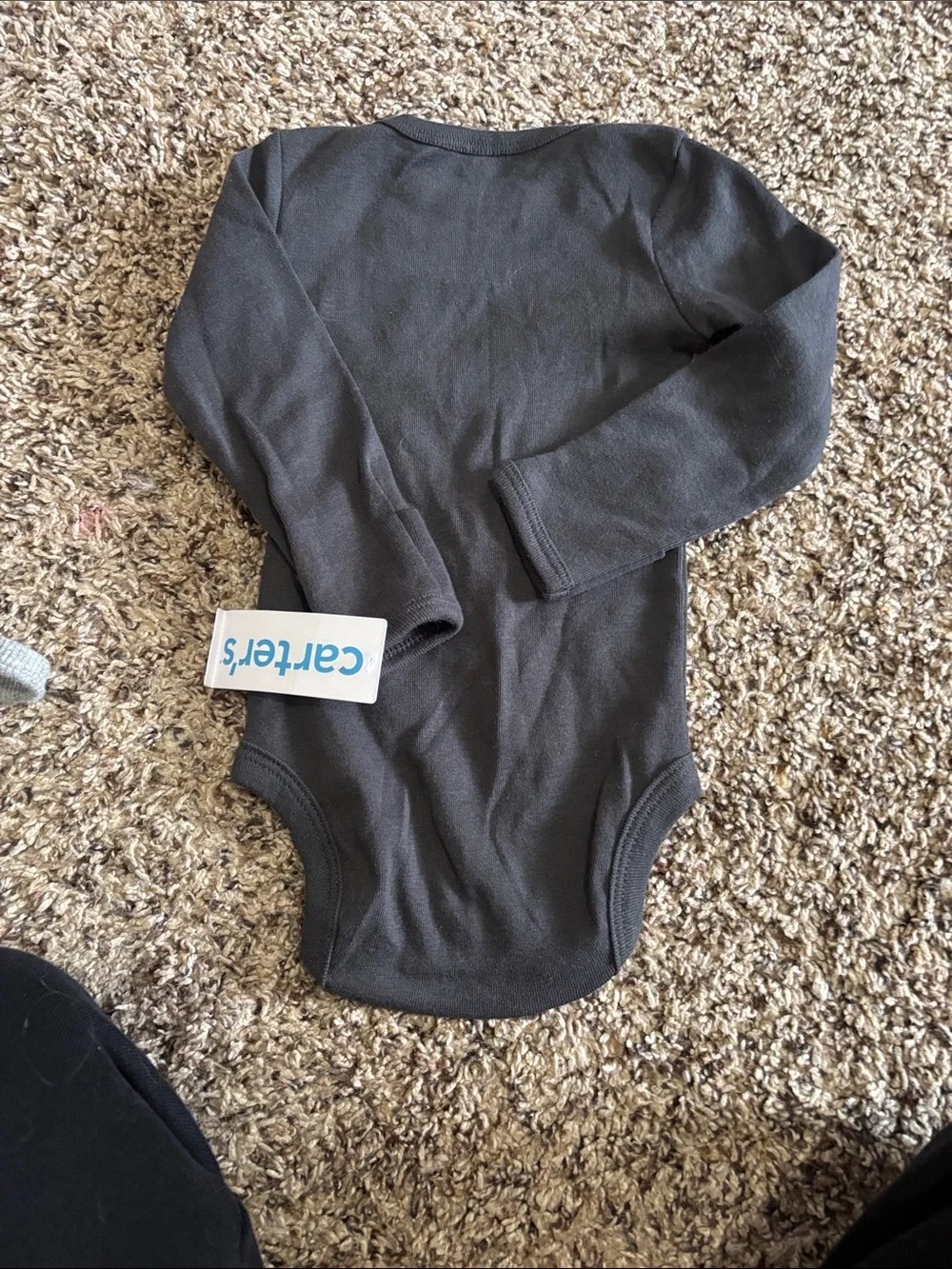 Carter's Black Long-Sleeve Baby Bodysuit with Leopard Pocket